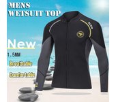 Chaqueta de traje de neopreno de manga larga con cremallera completa para hombre de 3/2 mm Top para deportes acuáticos Kayak Surf 2XL negro
