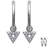 Les Trésors De Lily [M9927] - Créoles Argent 'Triangles' blanc argenté (rhodié) - 21 mm 7x6 mm