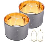 2 juegos de pantallas de tela para lámpara de mesa, lámpara de pie, pantalla de estilo americano con arpa para pantalla blanco