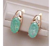 Pendientes de circonio verde esmerilado ovalados con personalidad, joyería de moda para el día a día para fiesta geométrica hueca verde
