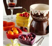 Juego de Fondue de Chocolate y fresa de cerámica, herramientas para derretir mantequilla de frutas, mezcla de queso, Fondue de porcelana DIY para helado y aperitivos rojo marrón