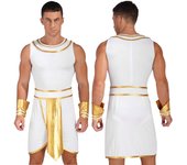Disfraz de Roma antigua para hombre, vestido sin mangas, trajes de juego de rol para fiesta temática de Halloween S blanco