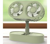 Mini ventilador portátil para coche, extensible y plegable, con doble cabezal, alimentado por USB, silencioso, pequeño, de escritorio, ajustable. color rosa