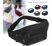 Riñonera impermeable para exteriores, para correr, trotar, con cremallera, de tela Oxford, para teléfono móvil negro