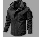 Chaqueta informal para hombre, con capucha, manga larga, cortavientos, múltiples bolsillos, cierre de cremallera completo, cinta de sujeción, gabardina M caqui