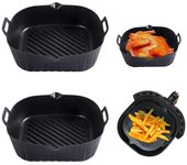 Bandeja para freidora de aire, molde de silicona para freidora de aire, cesta con forro, bandeja reutilizable para horno, bandeja antiadherente para Pizza, accesorios de cocina negro