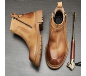 Botas Martin para hombre, botas altas de estilo británico, zapatos de moda, zapatos de cuero de caña media para hombre, botas de cuero de terciopelo para invierno 38 negro