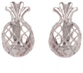 Les Trésors De Lily [R4016] - Boucles argent 'Ananas' argenté (rhodié) - 7x4 mm plata