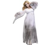 Disfraz de fantasma de gasa para mujer, disfraz gótico victoriano blanco L