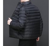 Chaquetas de plumón ligeras y finas de alta calidad que no estropean los cuellos altos de los hombres en invierno, los nuevos modelos son ligeros M negro