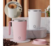 Agitador de café de 400 ml con doble clic, control de proteína en polvo, taza magnética automática para café, uso diario blanco
