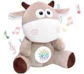 ROBOT PLAZA Juguete de peluche para dormir para niños de 0 años Planetario Melodía Latido del corazón Regalo para bebé (Vaca) blanco
