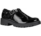 Zapatos Geox J Casey G E de piel con hebilla para niñas 2.5 UK negro