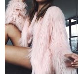 Abrigo peludo de piel invierno mujer piel falsa chaqueta blanca invierno S color rosa