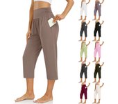 Pantalones de mujer Pantalones de yoga holgados de verano Pantalones de entrenamiento cómodos con bolsillos XXL café