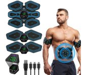 Entrenador de Estimulador muscular Abdominal EMS Abs inalámbrico pierna brazo vientre ejercicio simuladores eléctricos masaje prensa entrenamiento gimnasio en casa negro