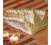 50 piezas de corona de princesa dorada para decoración de tartas, recuerdos de fiesta, magdalenas, decoración de cumpleaños y bodas