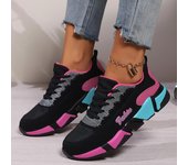 Zapatos deportivos con bloques de color para mujer, zapatos casuales con cordones y caña baja, zapatos deportivos para caminar transpirables y totalmente combinados 40
