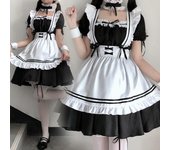 Disfraz de sirvienta para cosplay, vestido de encaje Lolita, ropa Ouji, disfraz gótico negro de carnaval y Halloween para hombres y mujeres, disfraces de cosplay. S negro