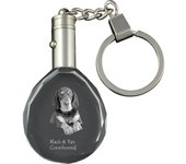 Black and Tan Coonhound I - pendant with a photo of a dog, crystal key ring in a gift box, a unique gift by Art-Dog transparente