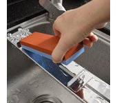 Fregadero Estante de afilado fijo Soporte ajustable de acero inoxidable Afilador doméstico Piedra de afilar Antideslizante Afilado rápido de seguridad Caliente