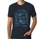 Camiseta Vintage Hombre Camiseta Gráfica Tacos, Tequila y Tatuajes Azul Marino XS abismo