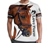 Camiseta con estampado de caballo en 3D para hombre, moda para mujer, camisetas deportivas de verano de manga corta de gran tamaño de Anime, ropa de calle de secado rápido XL