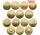 Monedas de criptomoneda coleccionables Sí No Golden Dogecoin Xrp Cardano Shiba Inu Bitcoin para coleccionista de monedas style F oro