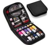 Juego de 12 colores de mini herramientas de costura con almacenamiento Costura a mano Costura profesional Costura popular Máquina de coser portátil Conveniente para el hogar negro