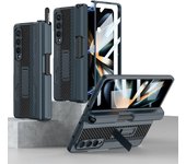 Funda de vidrio templado anticaídas con cobertura total para Samsung Galaxy Z Fold 3 5g, Fold4, Fold3, Fold 4, con soporte no pen plata