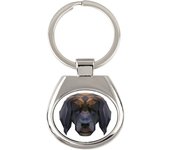 Leonberger - Llavero geométrico con foto y la inscripción Art-Dog blanco