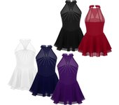 Vestido de baile para niños y niñas, vestido con tutú de baile latino y gimnasia con diamantes de imitación, Ropa de baile de competición de patinaje artístico 12-14 Years púrpura