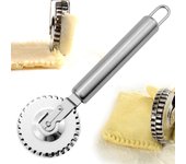 Cuchillo para sellar bordes de repostería de acero inoxidable, cuchillo para repujar, rellenar empanadillas, cuchillo para cortar encajes de doble cara plata