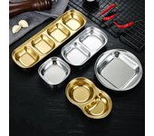Plato de condimentos de acero inoxidable, bandeja para salsas, olla caliente, tazón para salsas de barbacoa, vinagre, chile, ensalada, plato para aperitivos, vajilla, utensilios de cocina