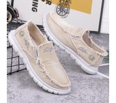 Zapatos de lona casuales para hombre, mocasines planos de verano, zapatos de conducción ligeros, zapatos de barco transpirables 44 café