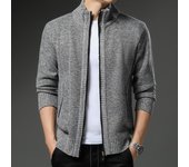 Chaqueta de punto ajustada de color sólido para las cuatro estaciones para hombre, cárdigan de talla grande, sudadera de cuello alto y manga larga 4XL