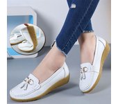 Zapatos planos de baile para mujer, mocasines transpirables de cuero, zapatos náuticos para mujer, zapatos informales de bailarina para mujer, zapatillas de deporte para mujer, zapato de enfermera 35 negro
