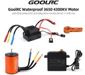 GoolRC Combo Set 3650 4300KV Motor 60 ESC sin escobillas 20kg Servo con brazo Servo 25T para coche 1/10 RC varios colores