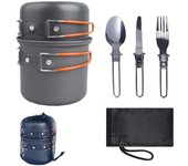 Utensilios de cocina ultraligeros para acampar, juego de vajilla para exteriores, senderismo, Picnic, mochilero, vajilla para acampar, olla, sartén para 1-2 personas naranja