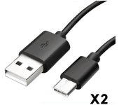 Cable USB-C pour Xiaomi Mi NOTE 10 - Mi NOTE 10 LITE - Cable chargeur Type USB-C Noir 1 Mètre [LOT 2] Phonillico®