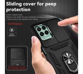 Para Samsung Galaxy M33 M53 M23 5G Funda deslizante para lente de cámara Funda para Samsung M13 4G M 23 33 53 Soporte de anillo magnético Cubierta protectora For Galaxy M13 4G negro
