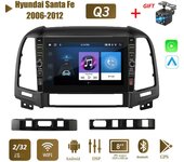 Reproductor Multimedia de Radio para coche de 8 pulgadas para Hyundai Santa Fe 2006-2012 con botón perilla Android 2 Din Carplay estéreo unidad principal GPS 2 + 32GB 1+32GB