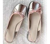 Zapatos planos de verano para mujer, zapatos náuticos plateados con punta cuadrada, zapatos planos sin cordones para mujer, bailarinas, cómodas sandalias con lazo para mujer 40 negro