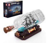 MOULD KING 10070 Juego de construcción de juguetes de barco en botella, kits de bloques de barco pirata negro, proyecto STEM para adultos y niños mayores de 8 años 10070S