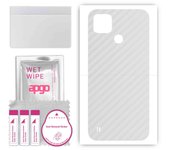 apgo Protective Skin Sticker for the back compatible with Realme C25Y, Wrap Film, Foil, Vinyl - Pattern Transparent Carbon