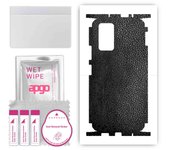 apgo Protective Skin Sticker for the back+sides compatible with Xiaomi Redmi Note 10 Pro, Full Wrap Film, Foil, Vinyl - Pattern Black Leather