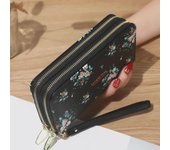 Nuevo bolso de mano versátil para teléfono móvil y monedero suave con doble cremallera y diseño floral coreano de gran capacidad para dama. color rosa