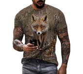Camiseta para hombre, camisetas con estampado 3D de ciervo sica y Animal de caza de camuflaje, camisetas holgadas de manga corta con patrón de oso a la moda para deportes al aire libre M