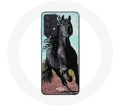 Coque pour Samsung Galaxy A32 5G Cheval Noir De La Race Frisonne