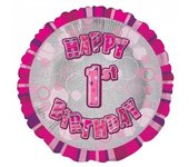 Unique Party Globo de aluminio circular de feliz cumpleaños rosa de 18 pulgadas 2 color rosa